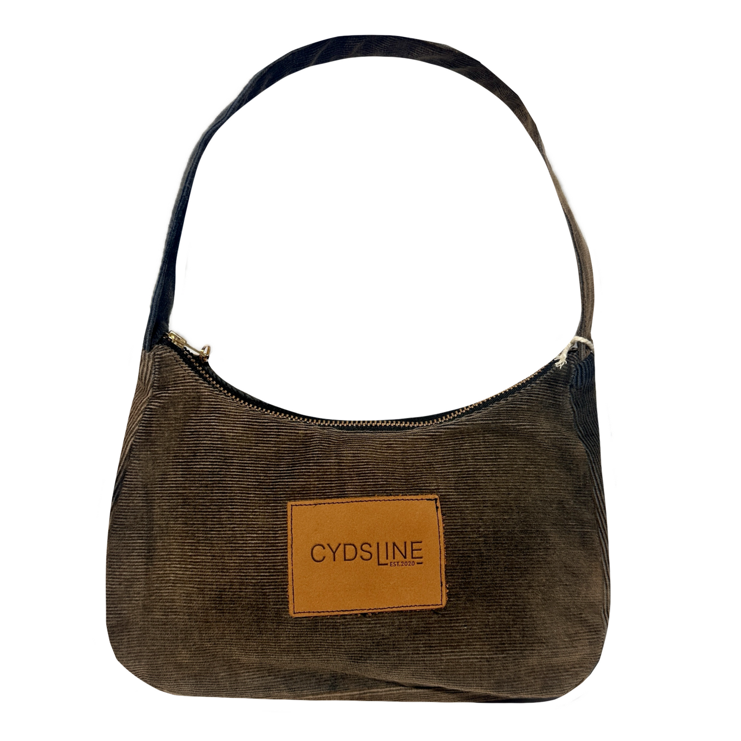 Brown handbag with a brown patch featuring 'CYDS LINE' on a white background